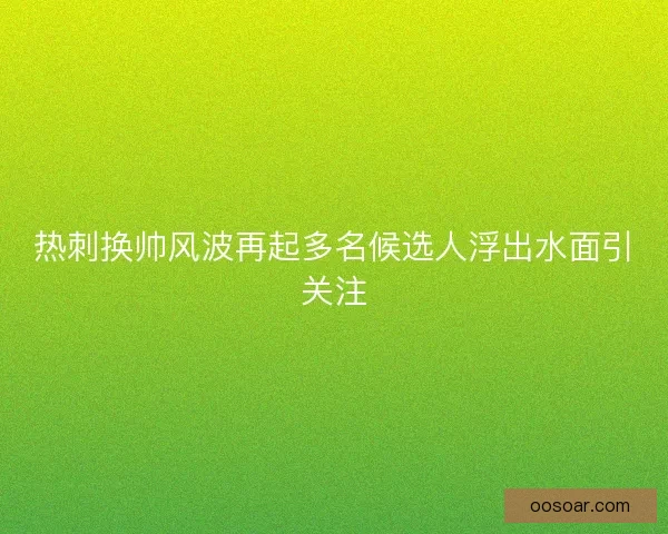 热刺换帅风波再起多名候选人浮出水面引关注